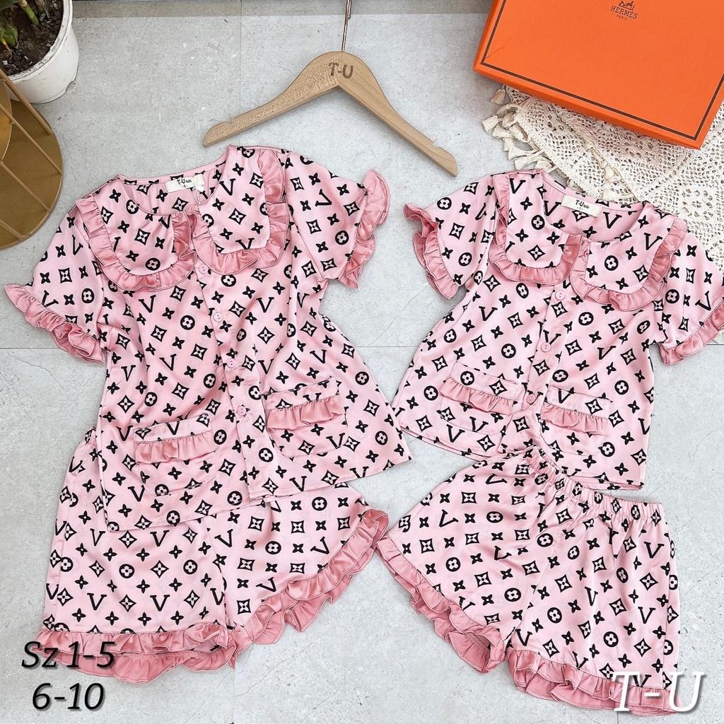 Bộ Đồ Ngủ Pijama Bé Gái Set Quần Áo Trẻ Em Mặc Nhà Lụa Mango Nhiều Màu Cộc Đùi 10-20kg