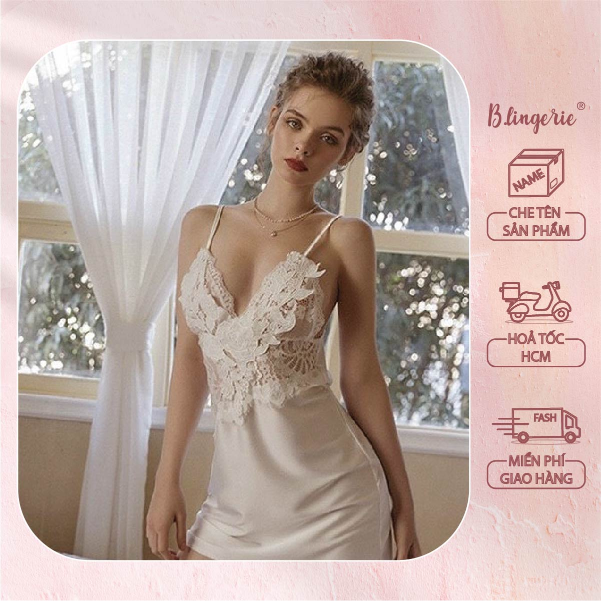 Đầm Ngủ Nữ Ren Hoa Gợi Cảm - B.Lingerie