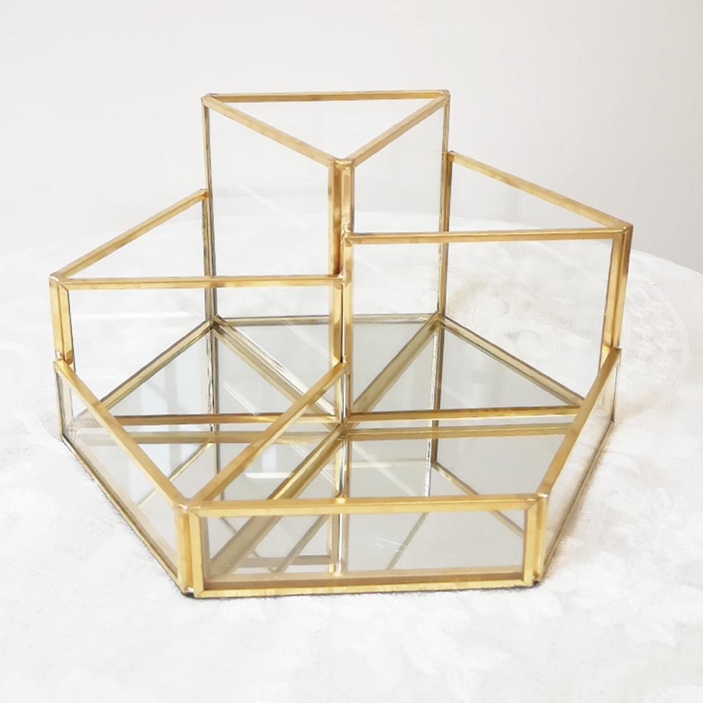 2pcs Makeup Organizer Clear Glass Cosmetic Drawers Holder Case Box Storage