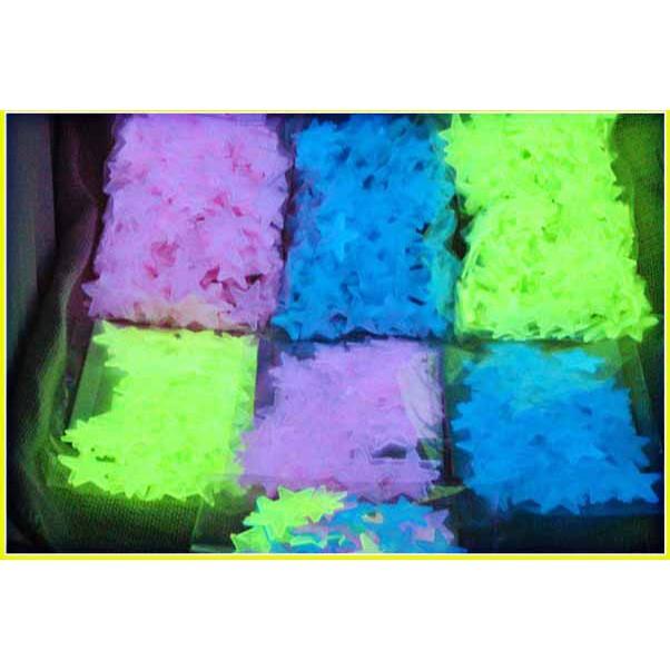 Ngôi sao dạ quang Gói 100 cái ngôi sao phát sáng dán tường trang trí phòng ngủ