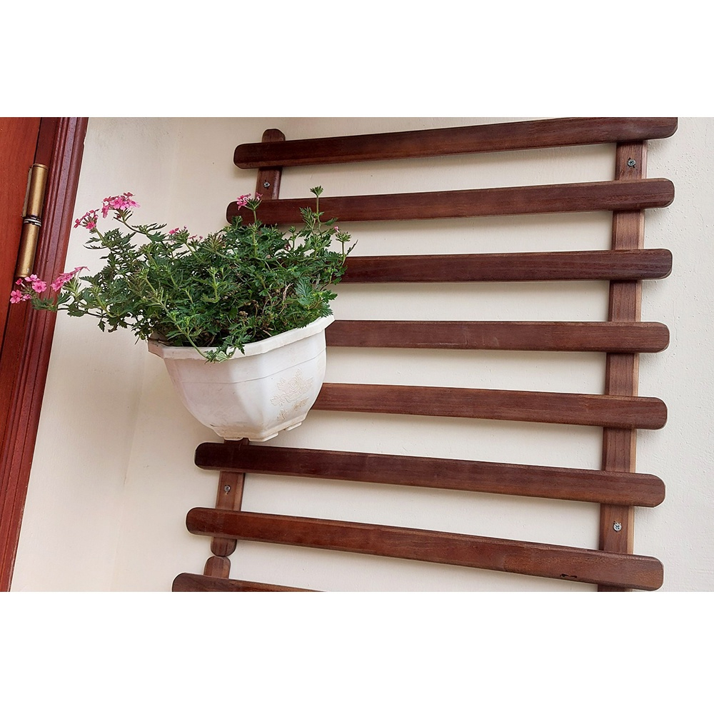 Giàn gỗ treo cây ban công kích thước 180cm , trang trí sân thượng,chung cư decor sân vườn, kệ gỗ treo tường đa năng - Giàn Hoa Treo Tường Ban Công