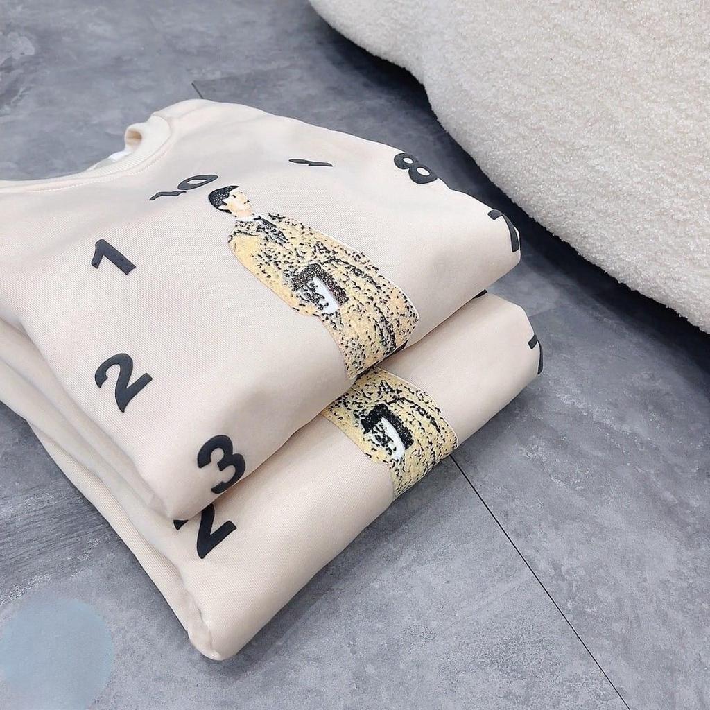 Áo Sweater Nỉ Unisex Nam Nữ In Hình Chàng Trai Đồng Hồ
