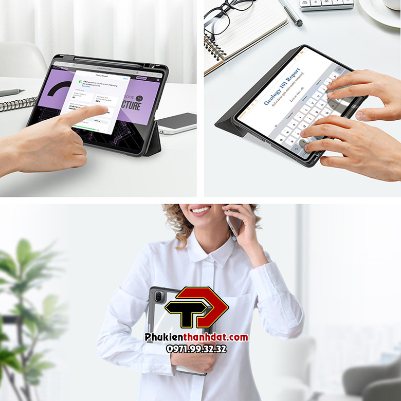 Bao da chống sốc Xiaomi Pad 5, Pad 5 Pro có ngăn đựng bút chính hãng Dux Ducis Toby - Hàng chính hãng