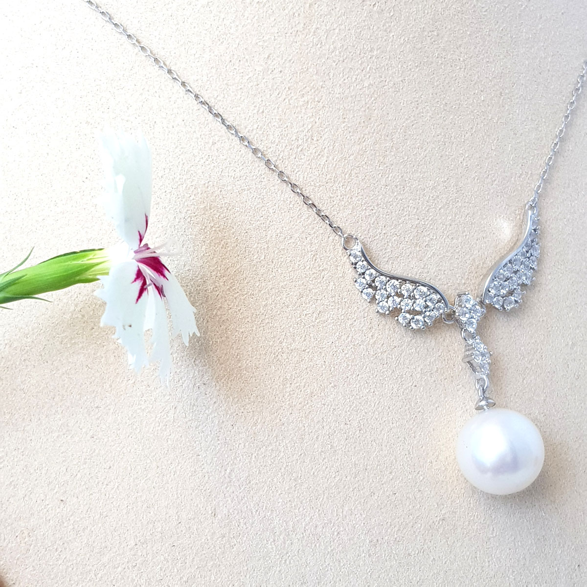Dây Chuyền Mặt Ngọc Trai Cao Cấp - Đôi Cánh Thiên Thần- Trang Sức Cô Tấm - ANGEL WINGS PEARL - Bạc S925 Nạm Zirco - COTAM0506 + Tặng Kèm Phụ Kiện Bảo Dưỡng
