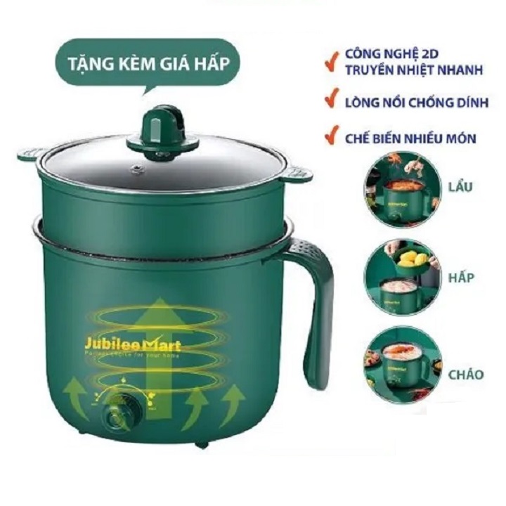 Nồi Lẩu Mini Shanban Vân Đá Chống Dính, Ca Nấu Mì 3 Lớp Cách Nhiệt