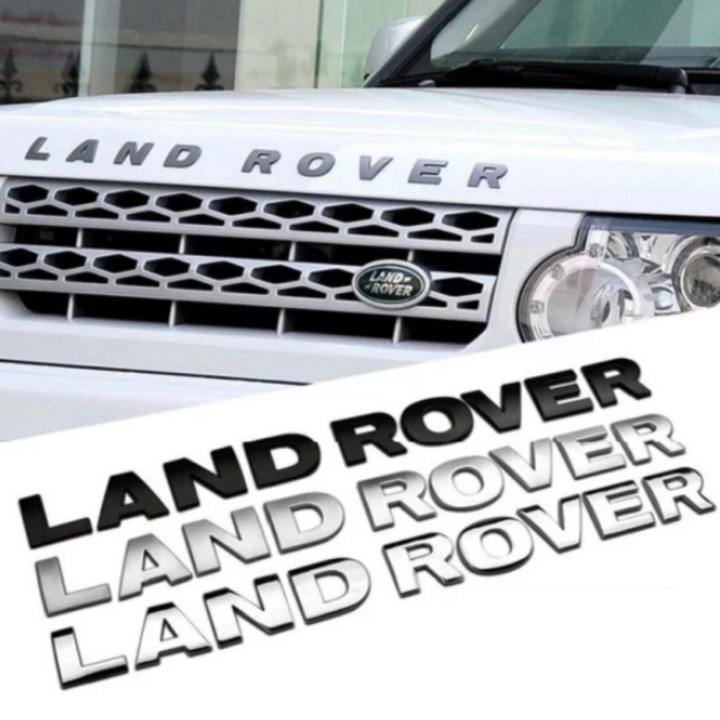 Decal tem chữ Land Rover chất liệu inox dán đầu và đuôi xe ô tô