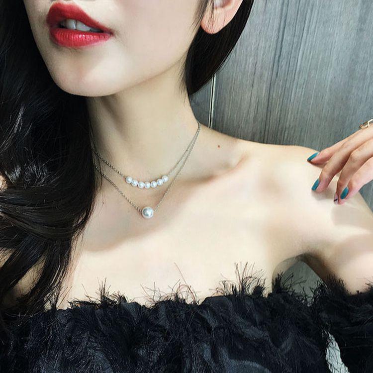 Dây chuyền ngọc trai đơn giản hạt chạy phong cách Hàn Quốc