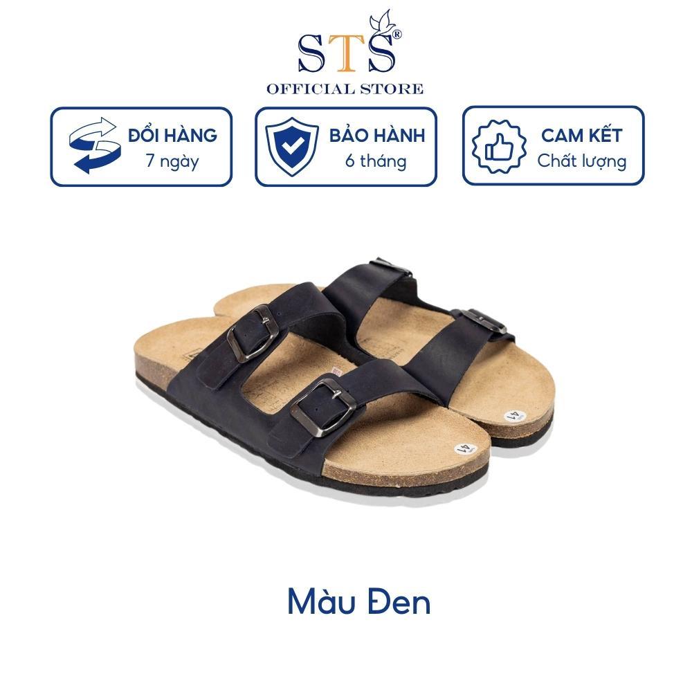 Giày Sandal quai ngang Birken đế trấu unisex nam nữ DA BÒ THẬT NGUYÊN TẤM đi học đi biển chống nước nhẹ D01