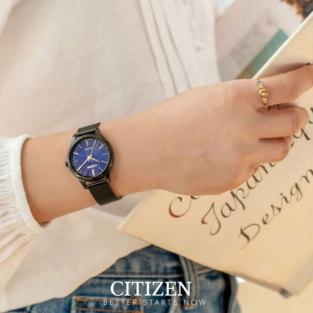 Đồng Hồ Nữ Citizen Dây Thép Không Gỉ EM0505-88L - Mặt Xanh