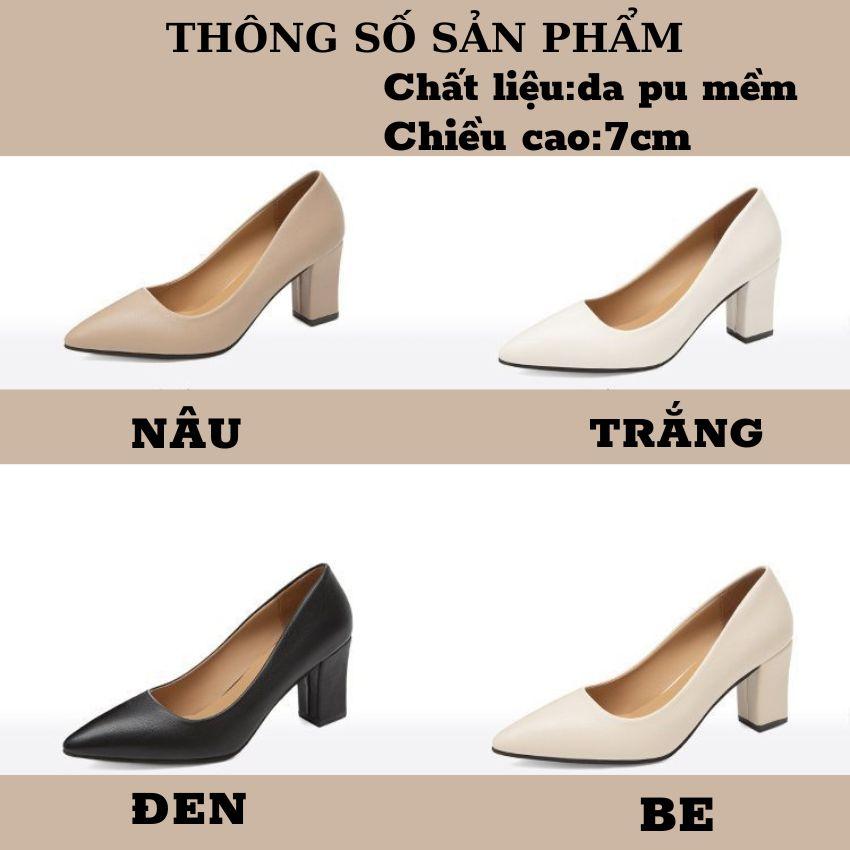 Giày Cao Gót Nữ Quảng Châu Cao 7cm Da Mềm Đế Trụ Êm Chân Kiểu Dáng Đơn Giản Sang Trọng GC02