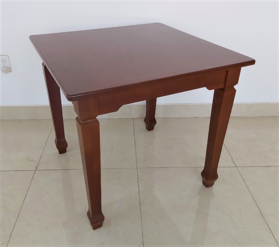 Bàn Gỗ Cao Su Vuông 80x80 cm Nhiều Màu Chân Cách Điệu - Hàng VN Xuất Khẩu