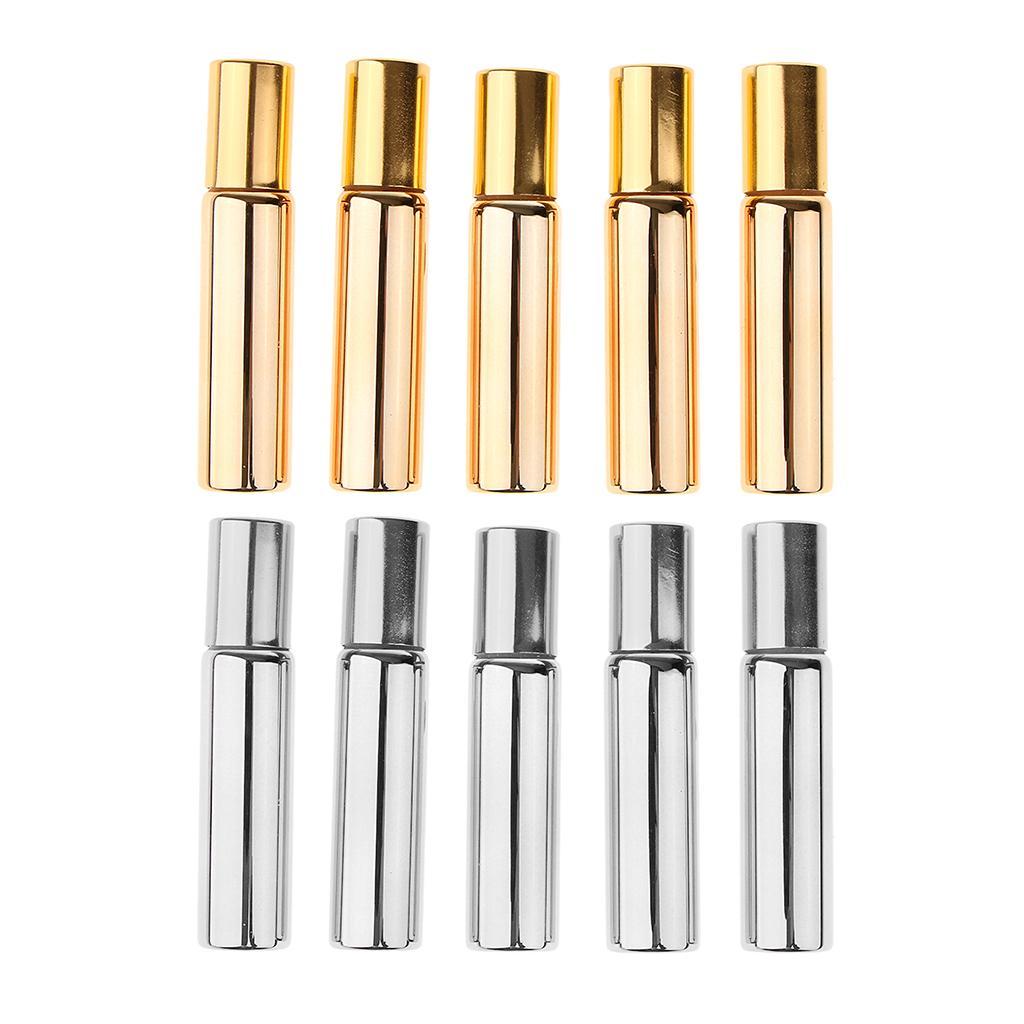 5x 10mL Empty Roller Bottles w/ Steel Ball for Essential Perfume Oils