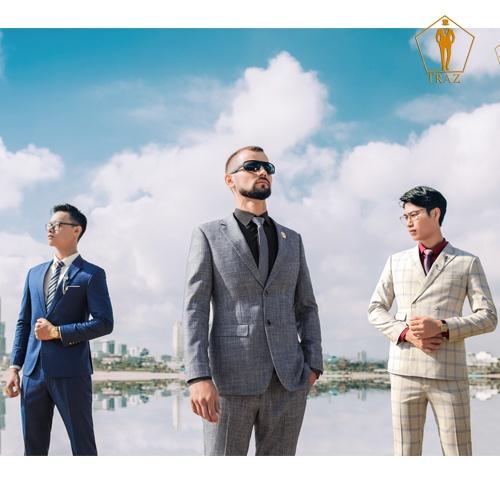 Bộ Vest Nam, Đồ Veston Màu Xanh Đen, Đen, Xanh Navy, Cổ Vịt Cao Cấp - Trần