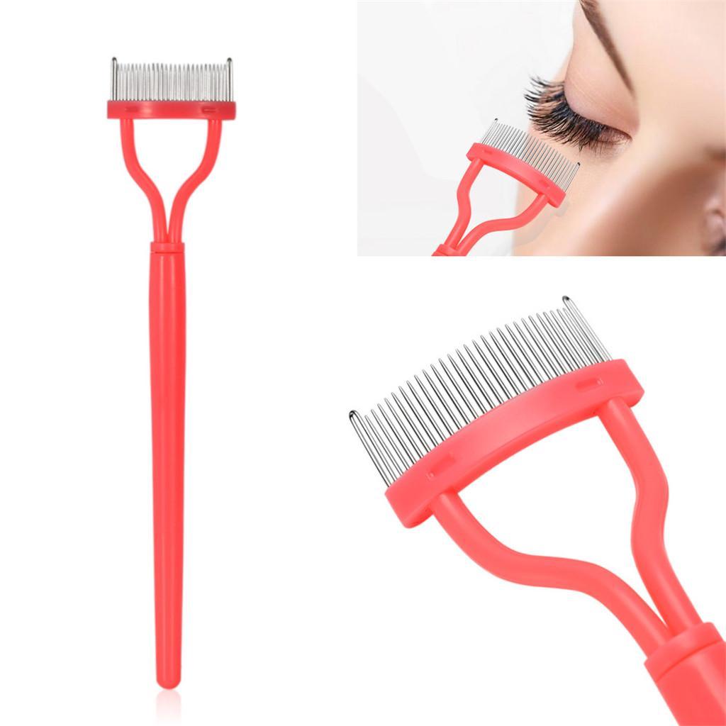 Plastic Handle Eyelash Extension Brush Metal Lash Comb Cosmetic Makeup Tool