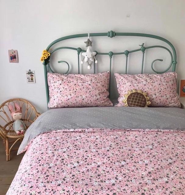 Set Cotton Living Hàng Nhập Khẩu Cao Cấp Hoa Nhí Hồng