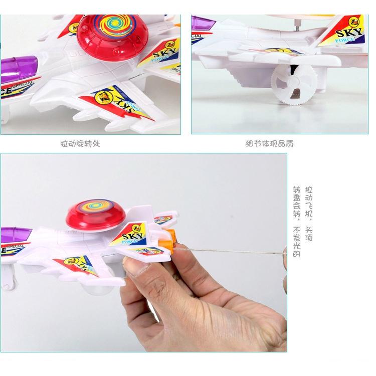 Máy bay kéo dây cót chạy đà có đèn cực vui mô hình đồ chơi máy bay cho bé
