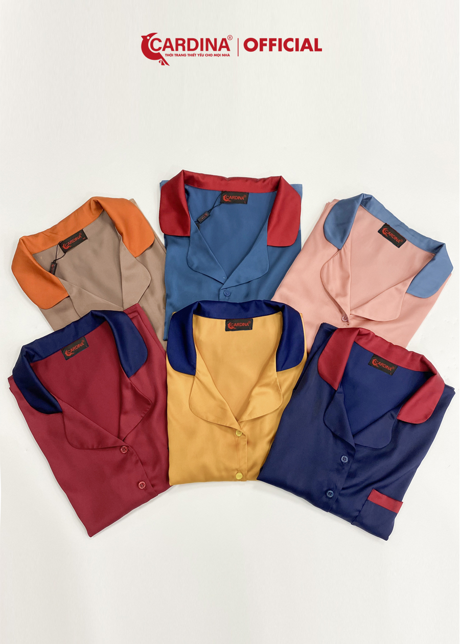 Đồ Bộ Pijama Nữ CARDINA Chất Lụa Satin Nhật Cao Cấp Áo Cộc Tay Quần Đùi 1Pi25