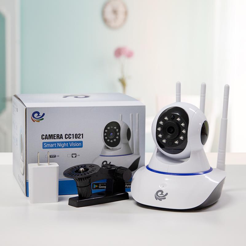 Camera Ip Wifi Quan Sát Trong Nhà Model CC1021 Xoay 360 Độ, Độ Phân Giải 2.0Mpx, Hỗ Trợ Đàm Thoại 2 Chiều, Tích Hợp Đèn Hồng Ngoại - Chính Hãng