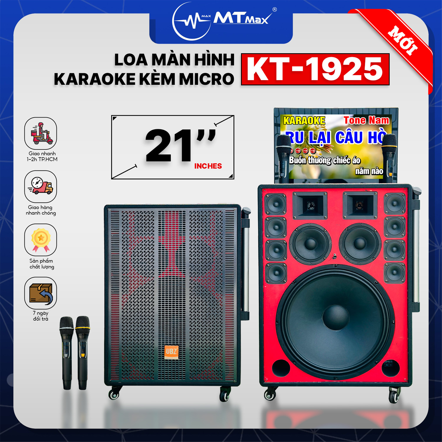 Loa Karaoke Màn Hình KT-1925 - Loa Bluetooth Kèm Micro Cao Cấp 2024, Màn Hình 21inch Sắc Nét, Bass Trầm 40cm Và 14 Loa Tích Hợp, Âm Thanh Siêu Hay, hàng chính hãng