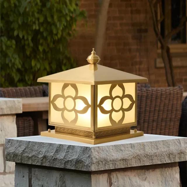 Đèn trụ cổng đồng H5046, đèn trụ, đèn cổng, đèn sân vườn, đèn ngoài trời- tặng kèm bóng led