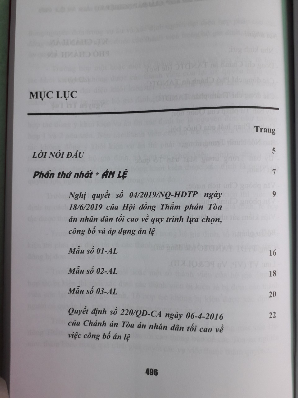 Án lệ và giải đáp nghiệp vụ của toà án nhân dân tối cao (từ năm 2016 đến 2019)