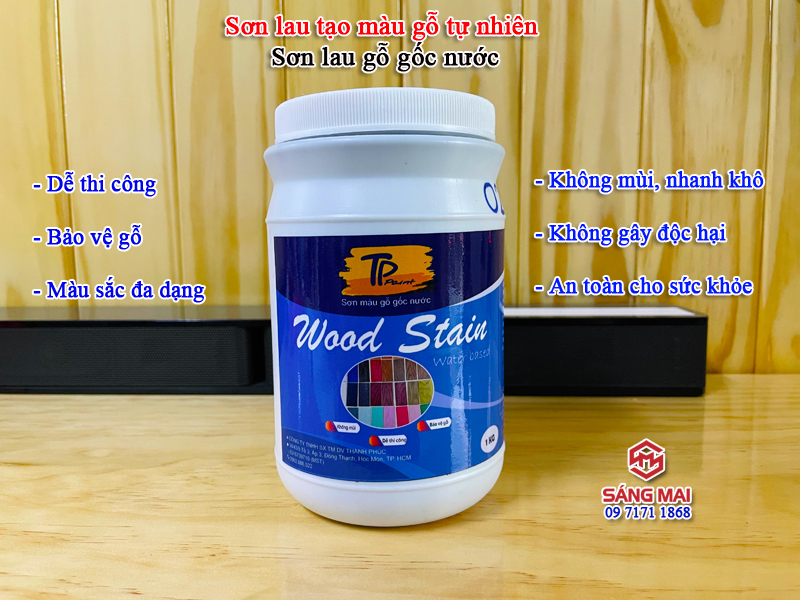 Sơn lau tạo màu gỗ gốc nước( Hộp 1kg) - dễ sử dụng, không độc hại, an toàn cho sức khoẻ