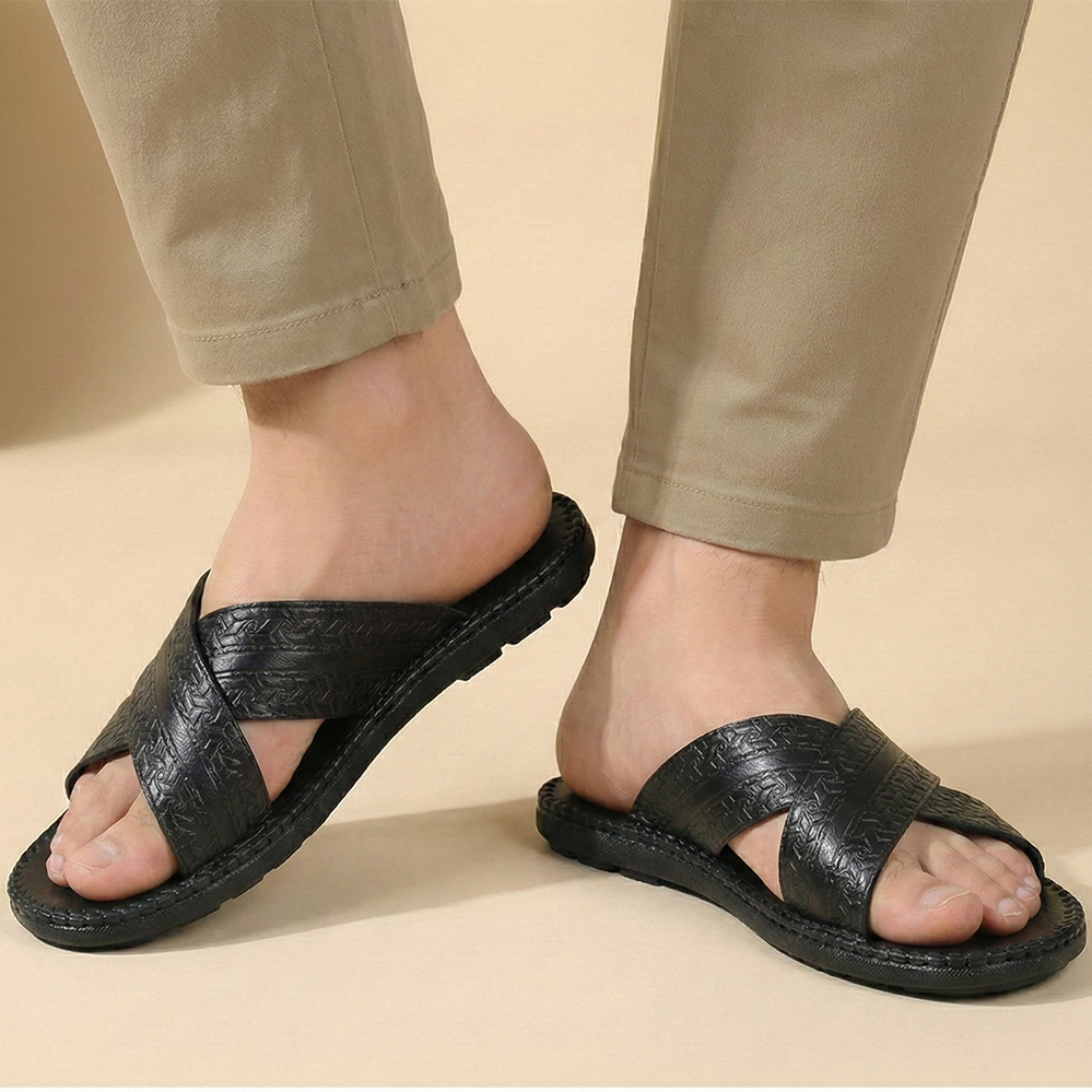 Dép Nam Quai Chéo HA NAM Da Bò Thật Cao Cấp DNA22042