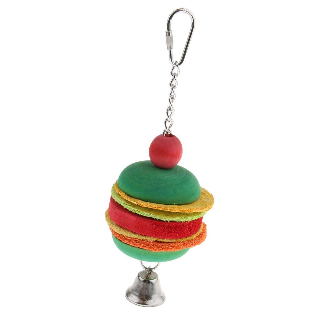 Wooden Loofah Handwork Toy Cockatiel Hanging Swing Cage Chew Trainning Toy