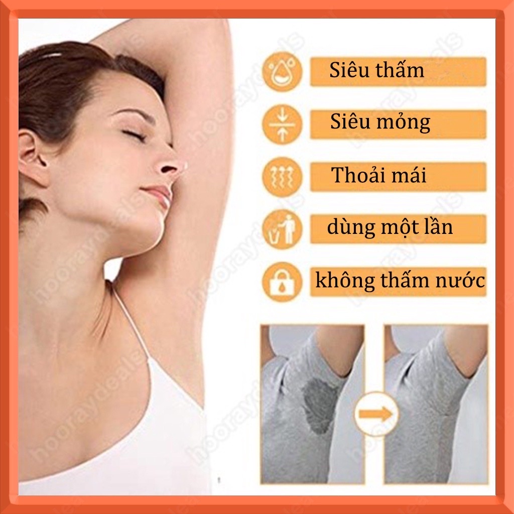 Sét 10 miếng dán thấm hút mồ hôi vùng da dưới cánh tay giúp thoáng khí khử mùi an toàn và tiện lợi