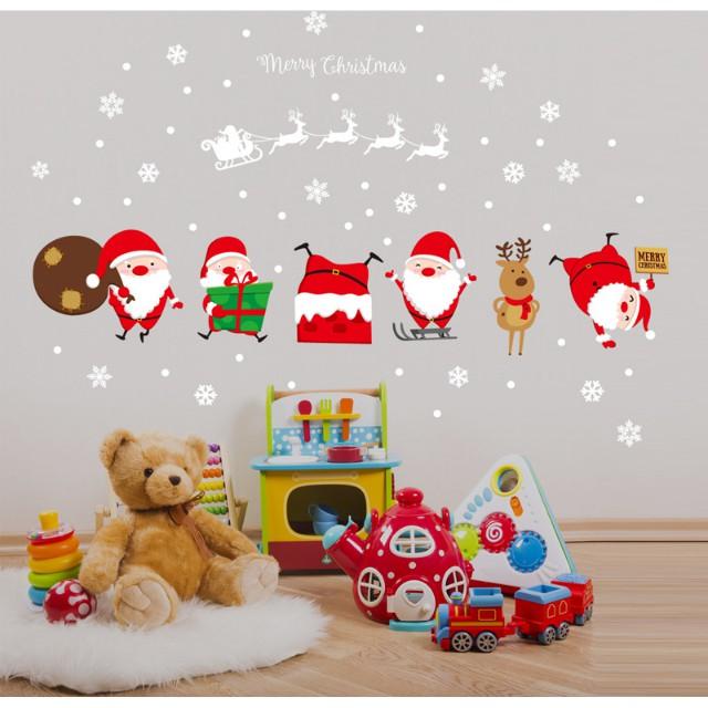 Decal trang trí Noel - Tuần Lộc trắng và Ông già Noel tí hon