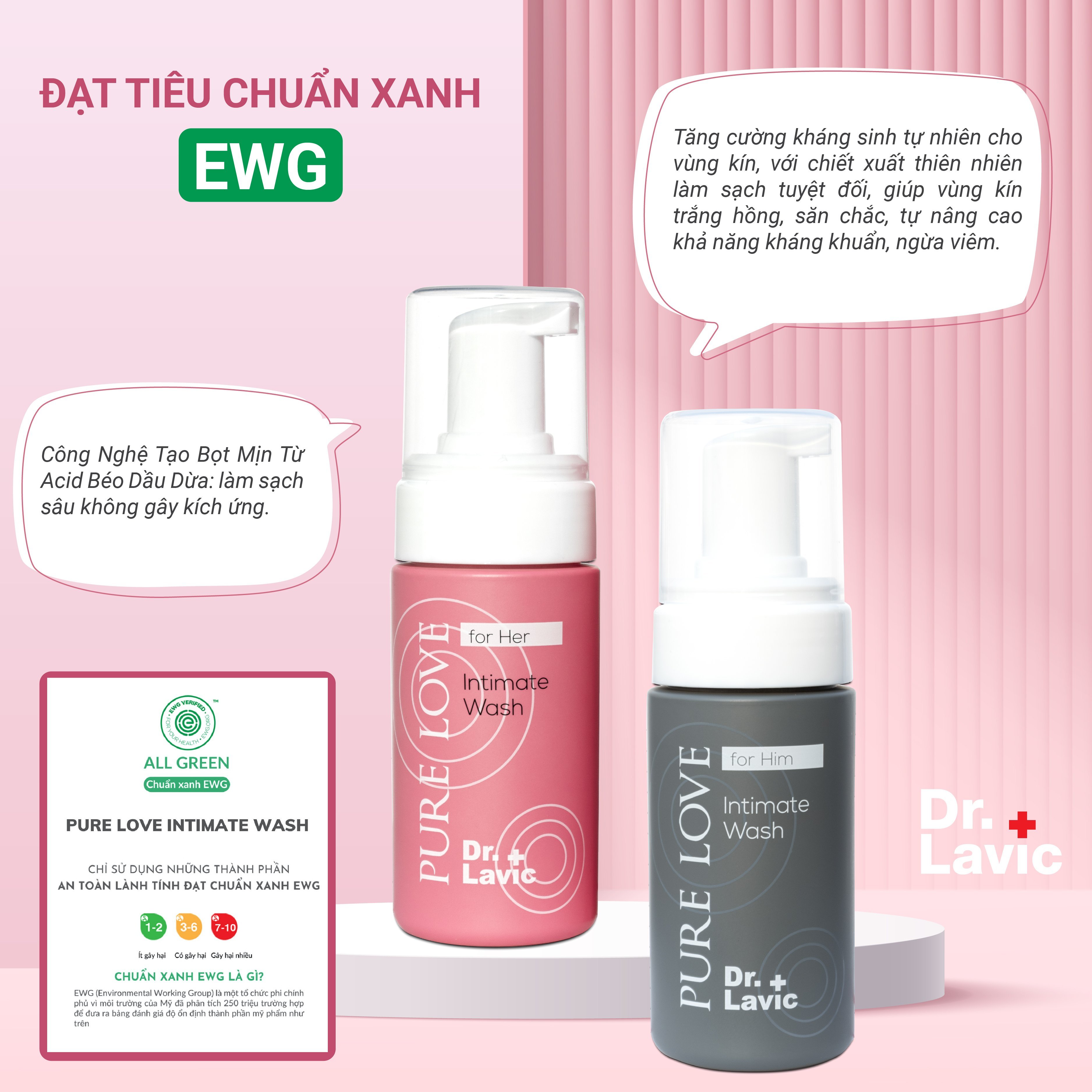 Dung dịch vệ sinh nam Dr.Lavic Pure Love Intimate Wash For Him dạng bọt thơm mát khử khuẩn tốt 100ml - DR939