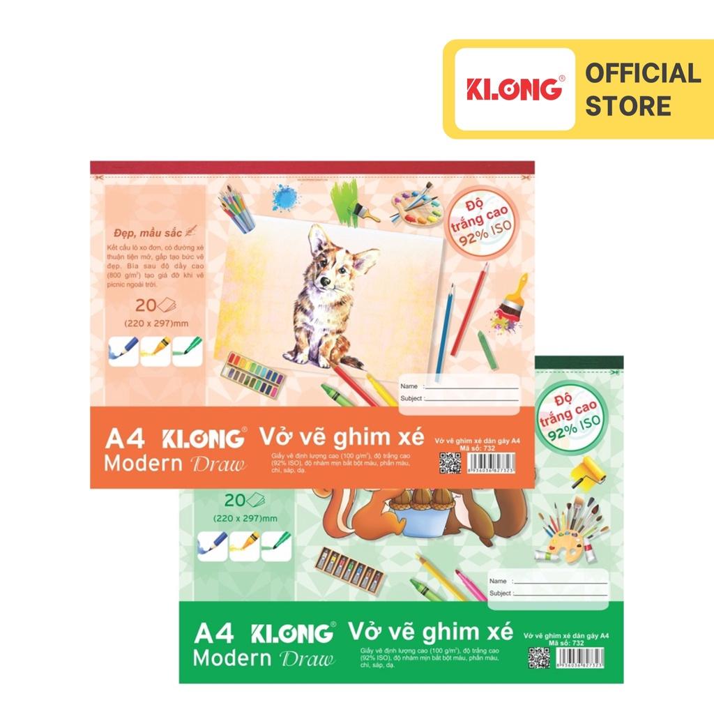 Vở vẽ dán gáy xé KLONG A4 20 tờ 100/92; MS: 732