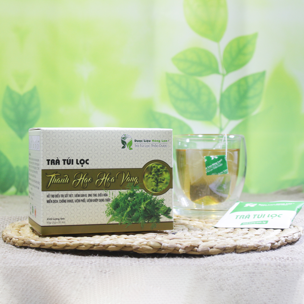 Trà Thanh Hao Hoa Vàng túi lọc hộp 60g Dược Liệu Hồng Lan - Hỗ trợ điều trị sốt rét, Viêm Gan B, ung thư, điều hòa miễn dịch, chống virus, viêm phổi, Viêm khớp dạng thấp,....