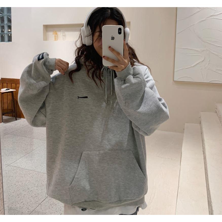 HOODIE | Áo Hoodie Trơn Nam Nữ Form Rộng 2 Màu Cam Xám Vải Nỉ Dày Dặn 2 Lớp Không Xù Unisex Ulzzang