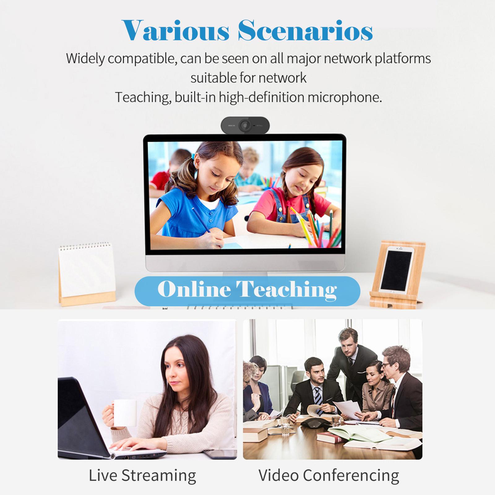 1080P Web Camera with Microphone Desktop Laptop Webcam for Live Streaming Recording Video Call Support Auto Focus