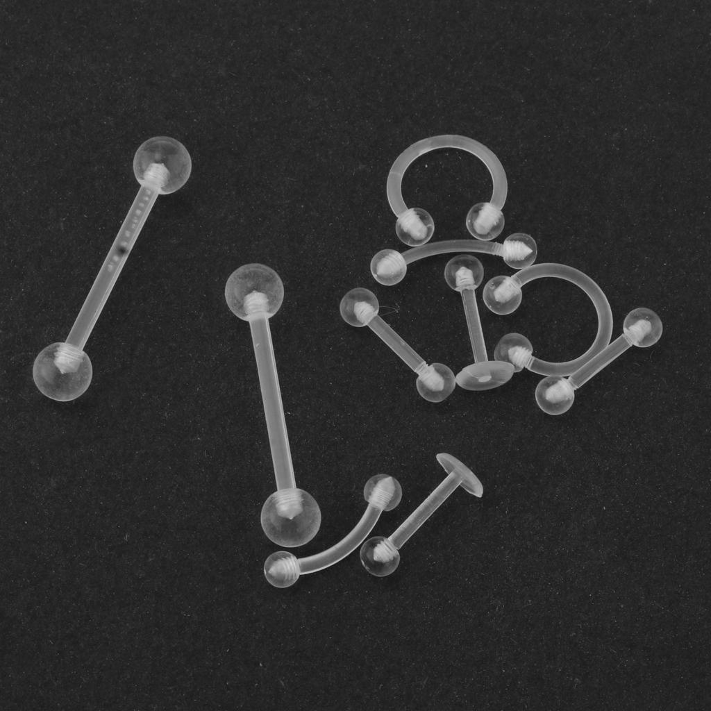 20Pcs Nose Stud Eyebrow Ring Acrylic Lip Bar Labret Retainer Body Jewelry