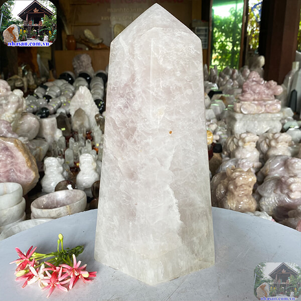 Trụ đá thạch anh hồng đánh bóng phong thủy-6.6kg -T620