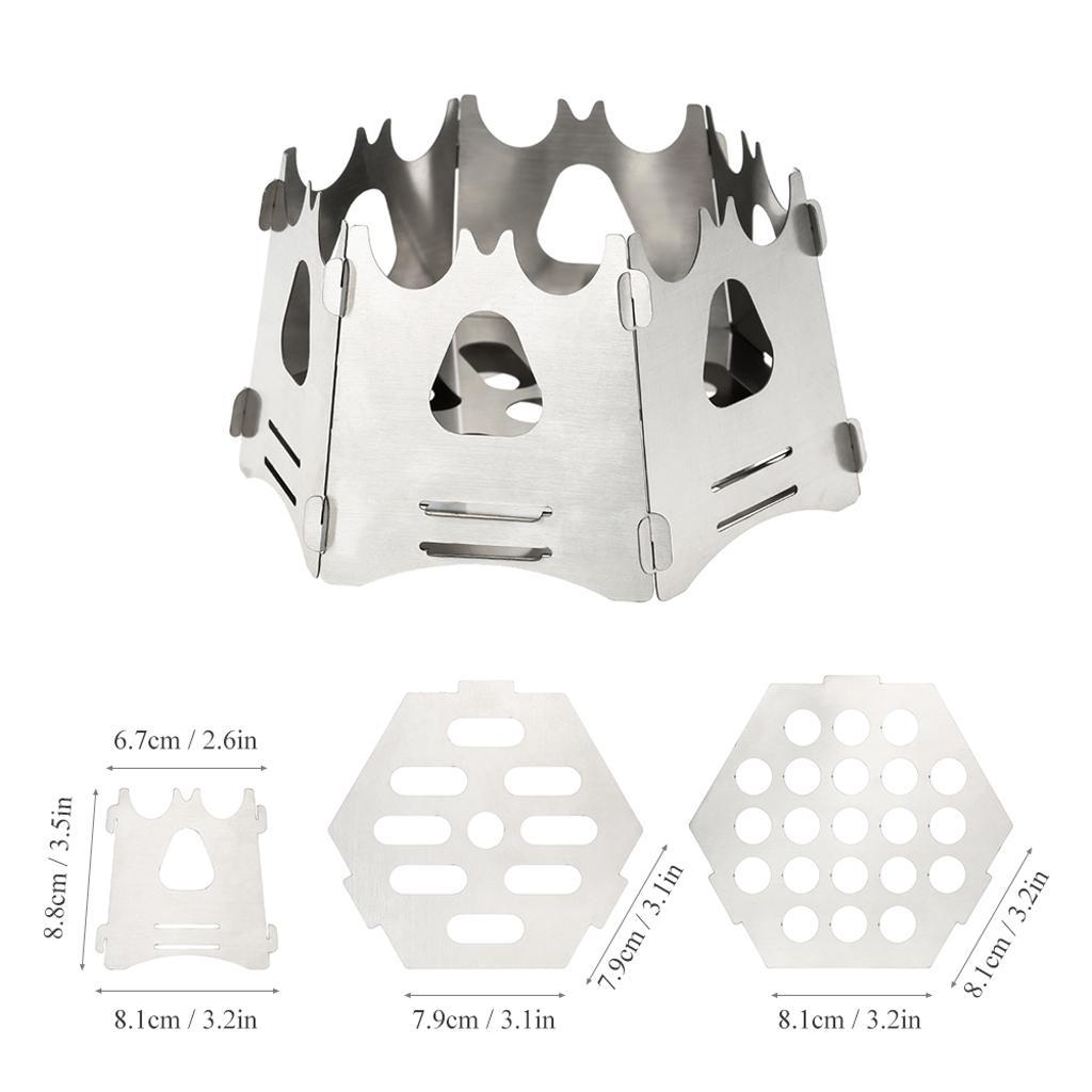 Outdoor Backpacking Hiking Traveling Picnic BBQ Stove, Portable Stainless Steel Wood Burning Stove with Carry Bag