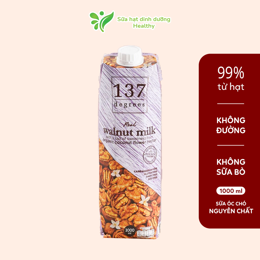 Thùng Sữa Hạt Óc Chó Nguyên Chất 137 Degrees (1000ML x 12 Hộp)