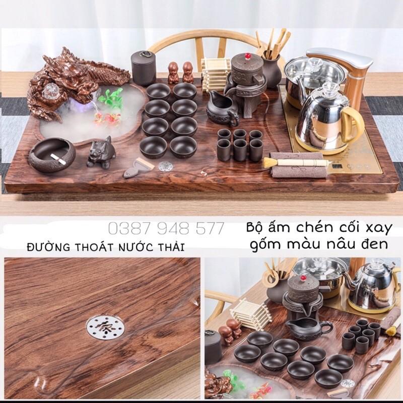 Bàn trà điện thông minh đa năng cao cấp cảm ứng tự động bơm nước Khung gỗ 92cm,bàn trà đạo rồng phong thuỷ