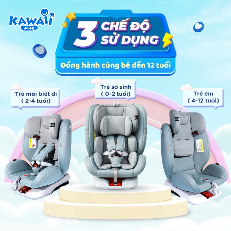 Ghế ngồi ô tô cho bé KAWAII HOME 360 An toàn, tiện lợi cùng bé đồng hành trên mọi nẻo đường