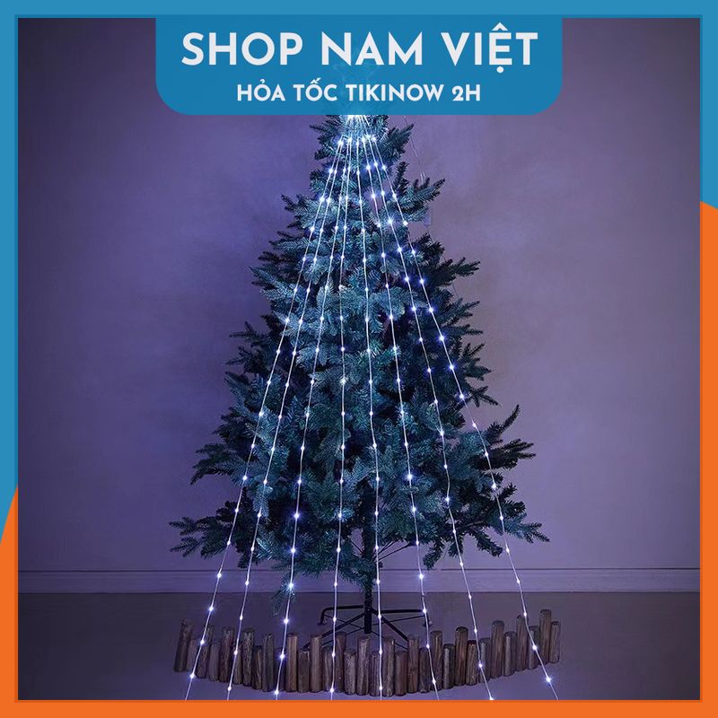 Đèn Ngôi Sao Thả 9 Dây Led Hạt Gạo Trang Trí Ngoài Trời, Treo Cây Thông Giáng Sinh Noel