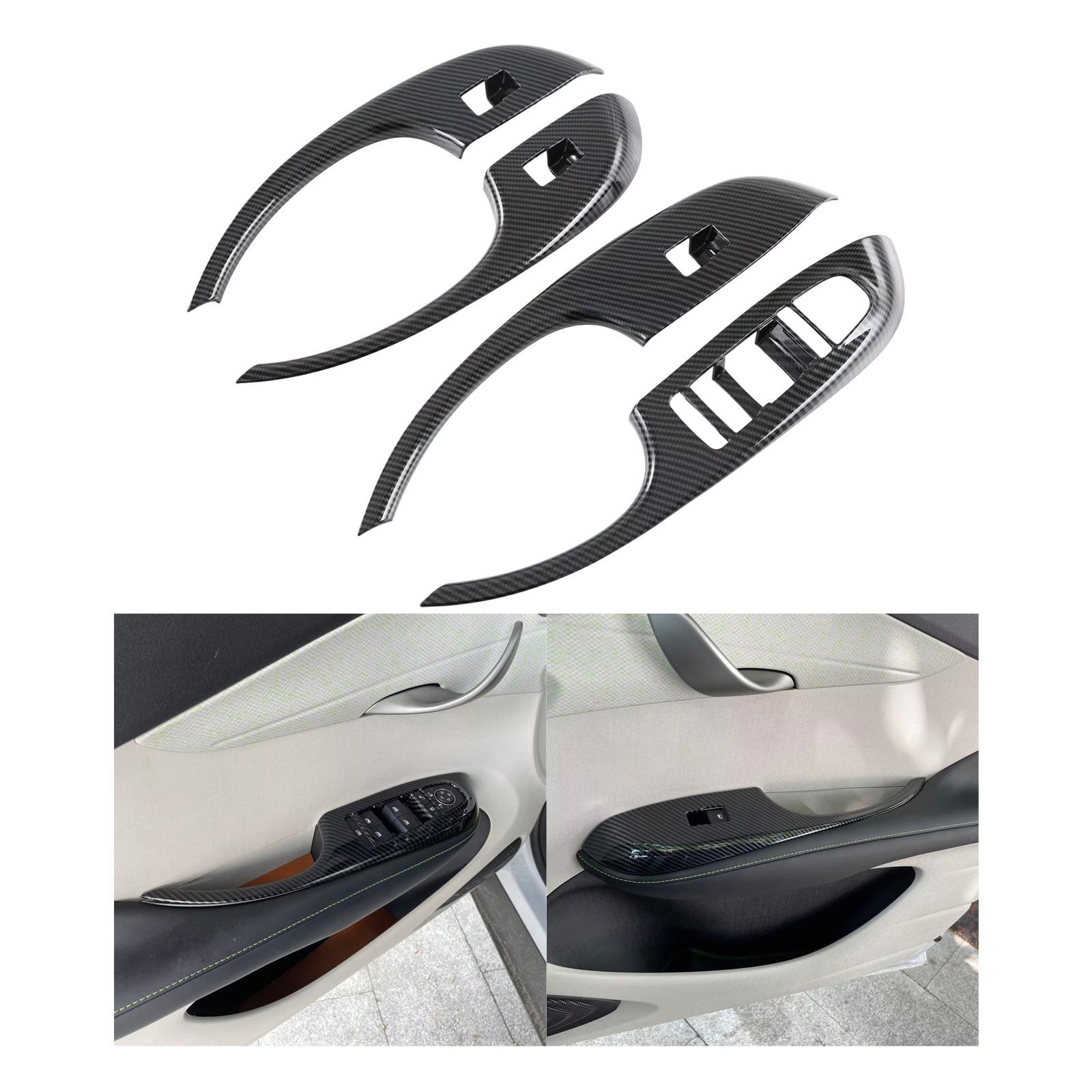 4x Car Window Lift Switch Cover, Carbon Fiber, Durable ,Protection Sticker Accessories Window Switch Panel Decor for Atto 2