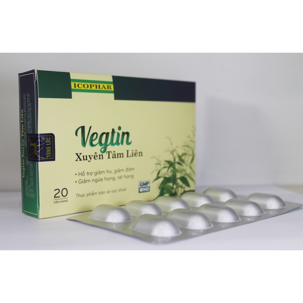 Xuyên Tâm Liên Vegtin hỗ trợ giảm ho khan, ho đờm, ngứa rát họng