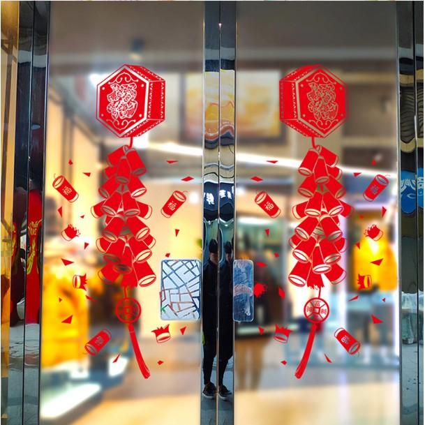 Decal trang trí tết - Hộp dây p.h.a.o nổ lớn đỏ
