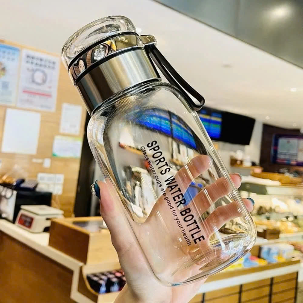 Bình Thủy Tinh 2 Lớp Pha Trà - Cách Nhiệt Tốt - Có Lõi Lọc Inox 304 - Dung Tích 750ml - Hàng Loại 1 TẶNG KÈM TÚI Văn Phòng Du Lịch Dã Ngoại