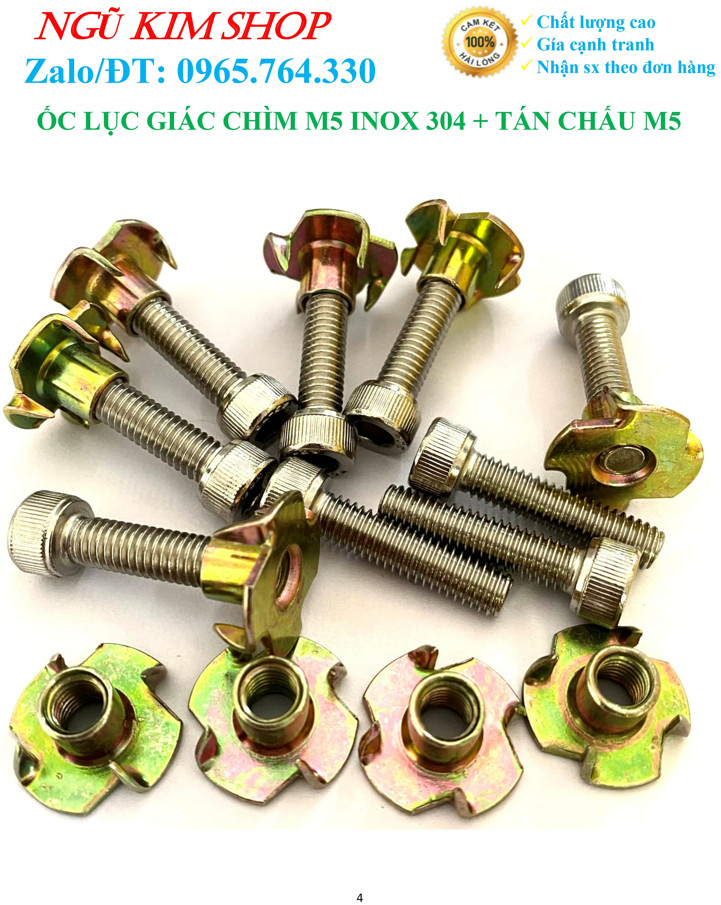 ỐC LỤC GIÁC CHÌM M5 INOX304 + TÁN CHẤU M5 BẮT LOA _ HÀNG XỊN