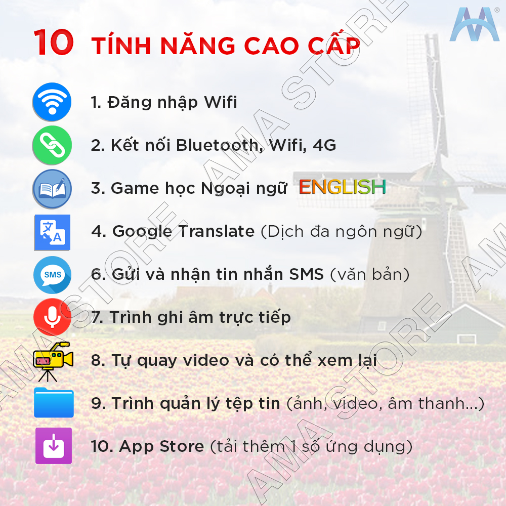 Đồng hồ Thông minh Trẻ em Android ZaIo Youtube Fb Messenger Kết nối Wifi, 4G, Bluetooth Định vị GPS AMA Watch LT21 Hàng nhập khẩu