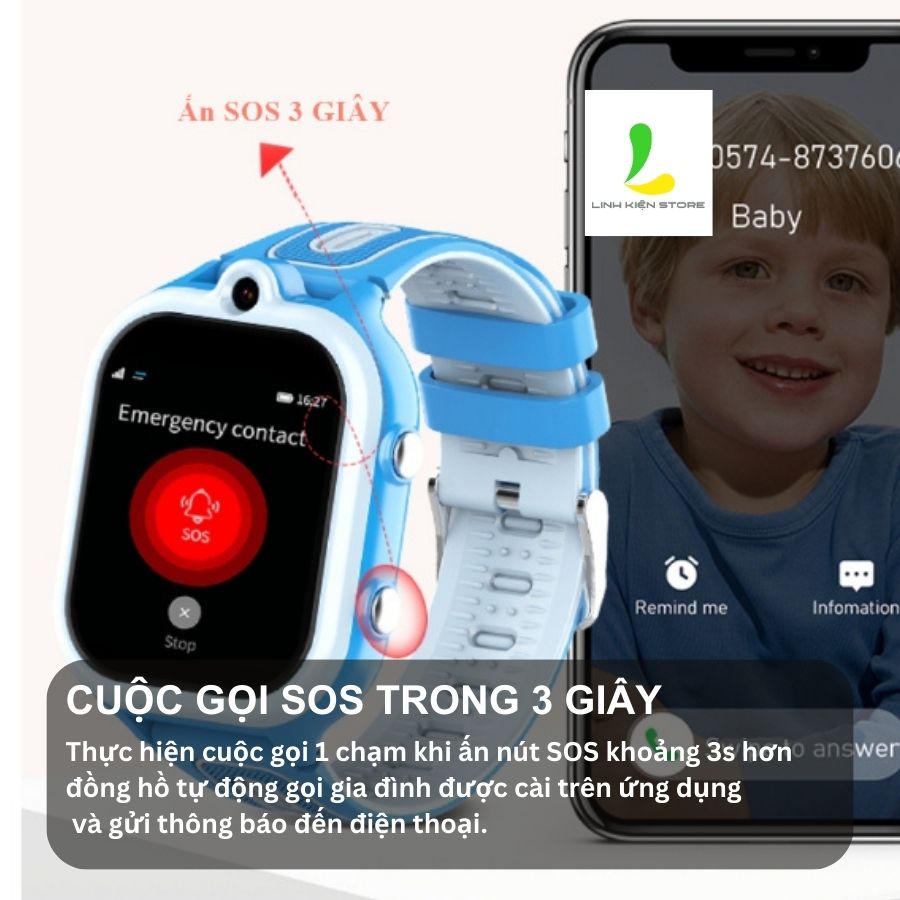 Đồng hồ thông minh định vị trẻ em Wonlex KT29 - Thiết bị đeo tay quan sát trẻ hỗ trợ videocall và nghe gọi 2 chiều - Hàng nhập khẩu