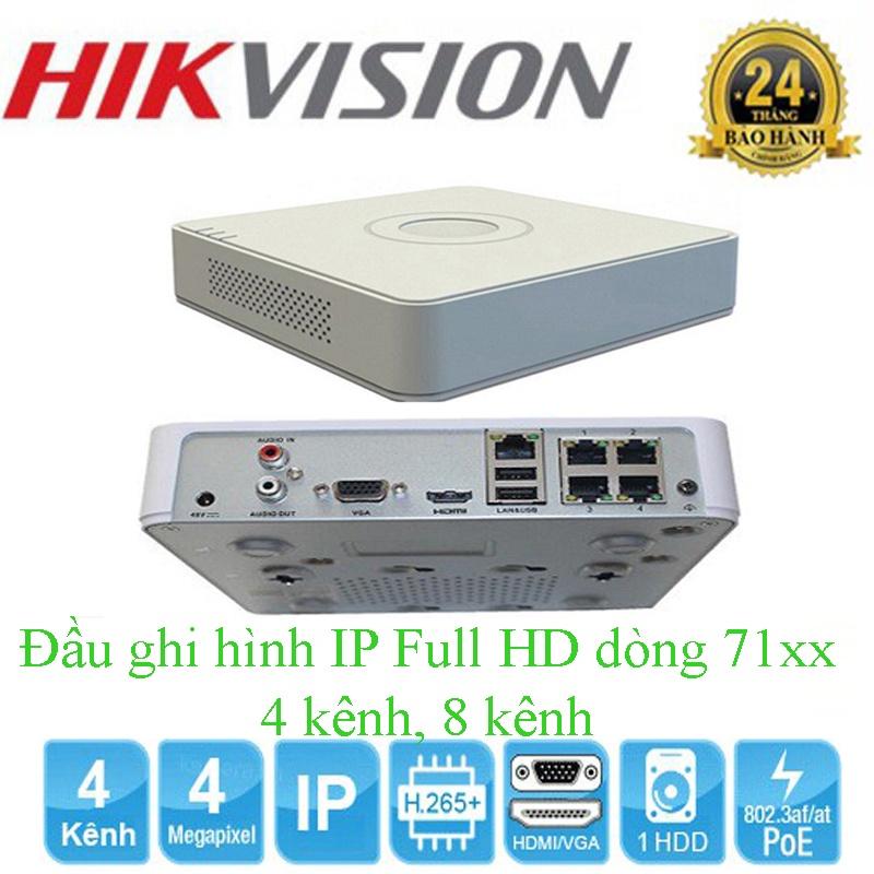 Đầu ghi hình IP 4 kênh-8 kênh-16 kênh Hikvision(vỏ nhựa).chuẩn nén H.265+, độ phân giải 4Mp,cổng PoE chuẩn 802.3af/at- Hàng Chính Hãng